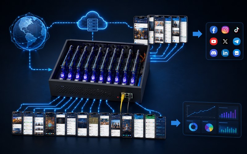 Nguyên lý hoạt động của Box Phone Farm