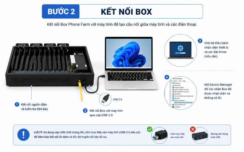 Kết nối Box Phone Farm với máy tính