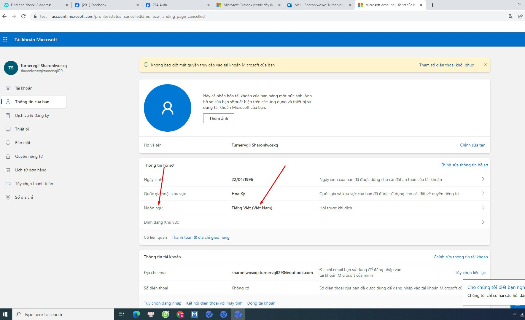 Chọn ngôn ngữ tiếng Việt (nếu cần)