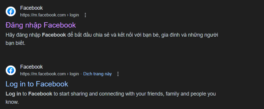 Đăng nhập vào Facebook thông qua m.facebook.com