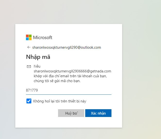 Đăng nhập vào hotmail thông qua mã getnada