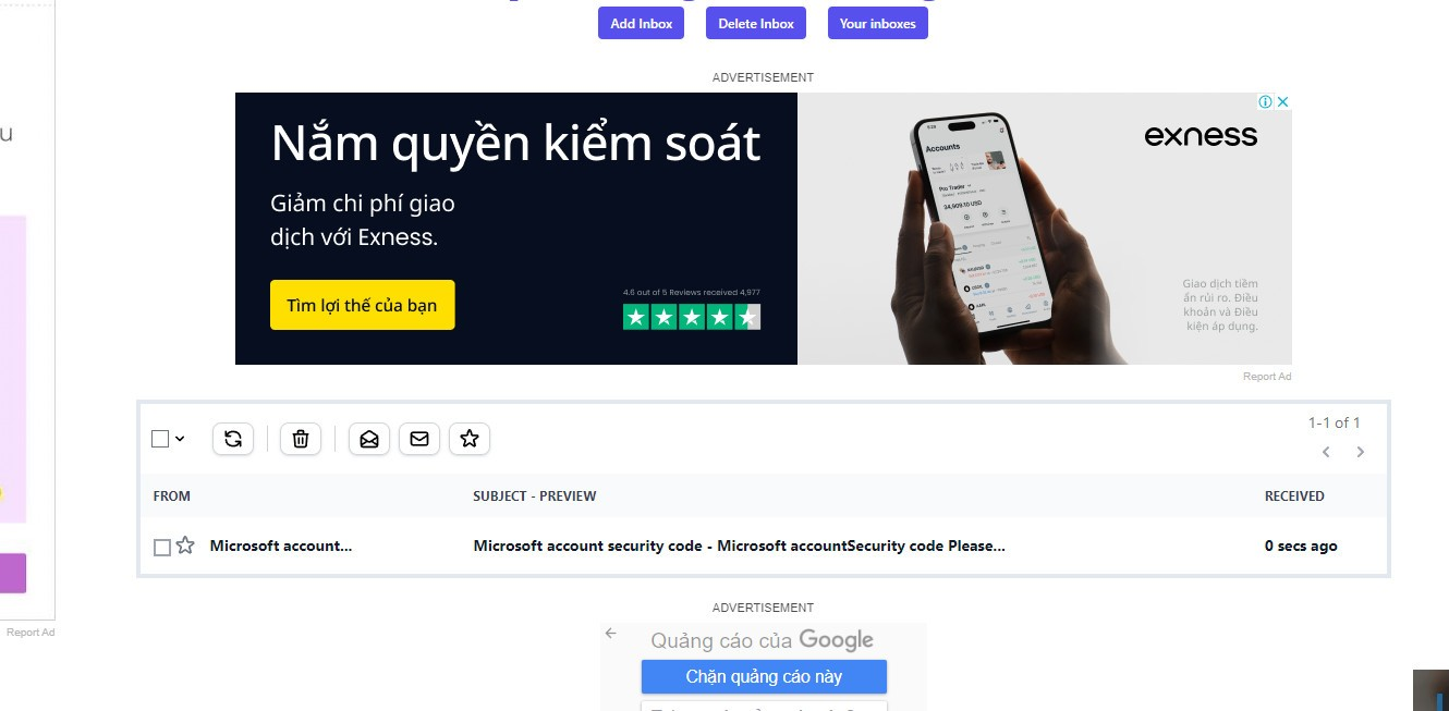 Nhận mật khẩu mail từ getnada