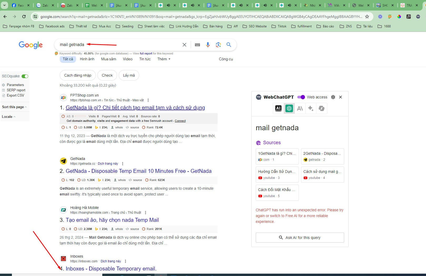 Sử dụng mail có đuôi getnada