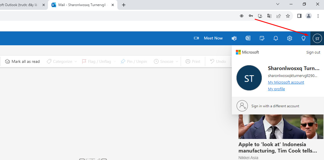 Truy cập vào tài khoản hotmail