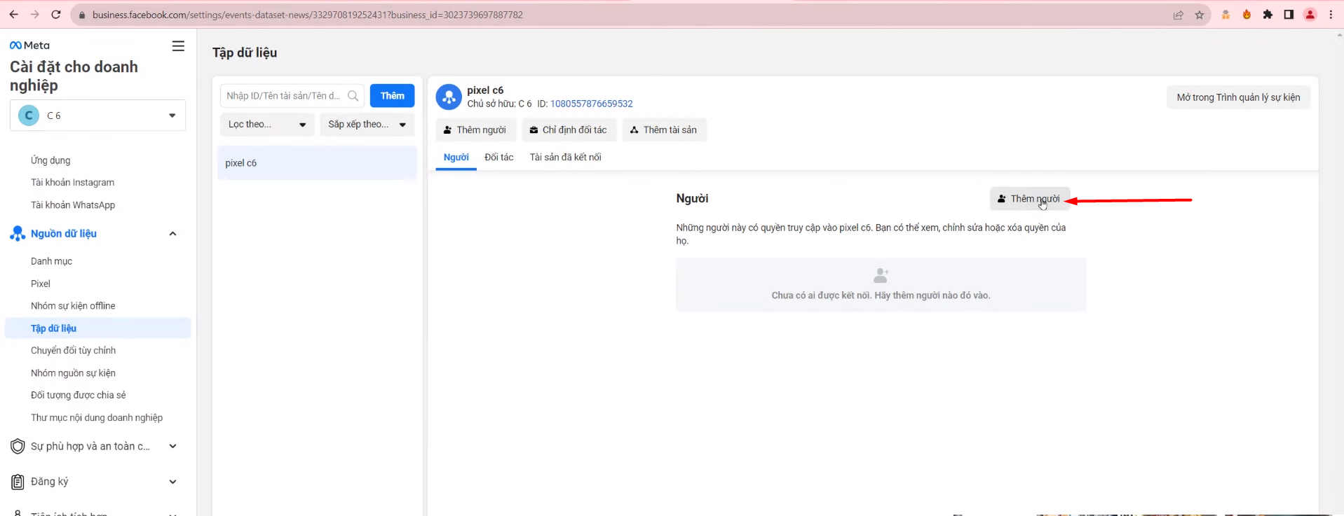 Chọn thêm người để gắn pixel vào landipage