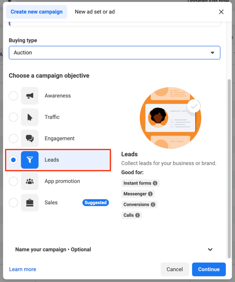 Muc tieu quang cao facebook