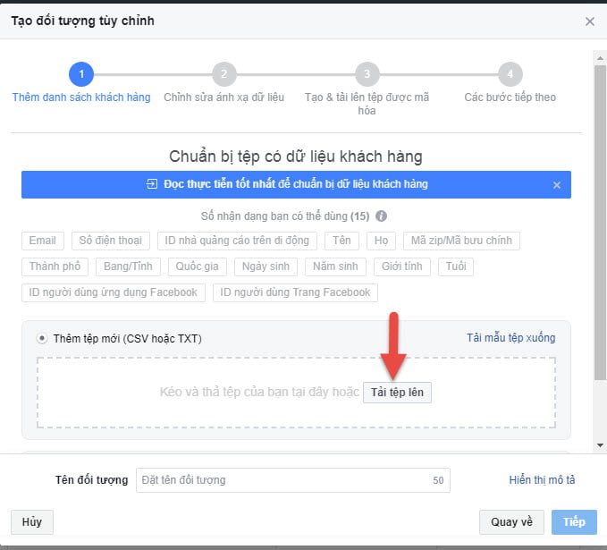 hướng dẫn chạy quảng cáo facebook bằng tệp số điện thoại