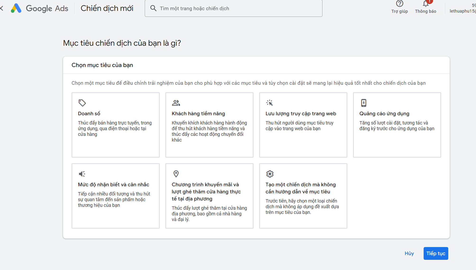 muc tieu chien dich quang cao google