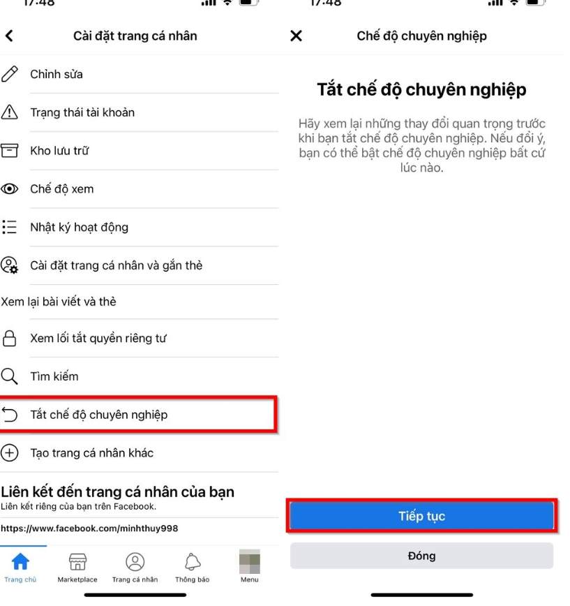 Cách Bật Chế Độ Chuyên Nghiệp Trên Facebook Nhanh Trong 1 click tat che do chuyen nghiep facebook 1