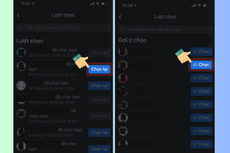 Chọc bạn bè tại Gợi ý hiển thị