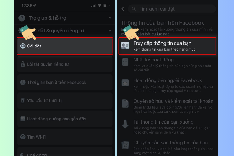 Truy cap thong tin cua ban