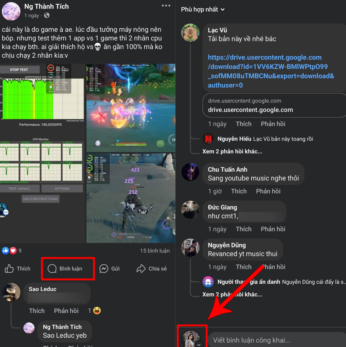 nhom co binh luan an danh