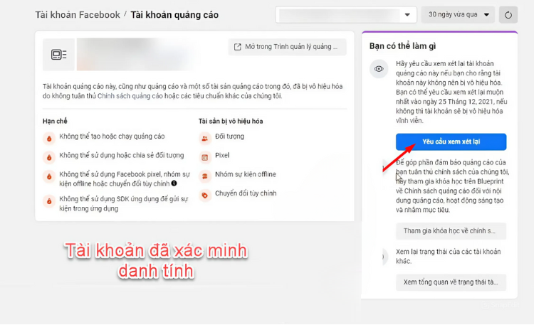 yều cầu xem xét cho tài khoản bị hạn chế quảng cáo 273
