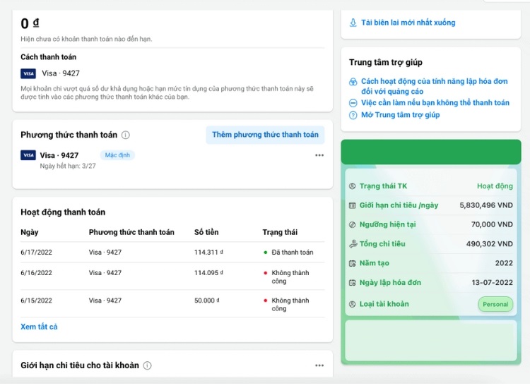 Tài khoản quảng cáo bị limit và cách tăng giới hạn chi tiêu nâng ngưỡng khi tài khoản quảng cáo bị limit