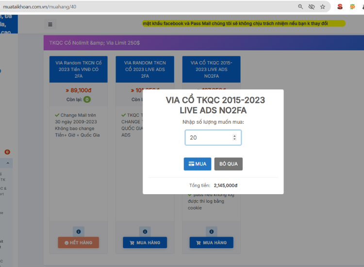 mua tài khoản quảng cáo nolimit