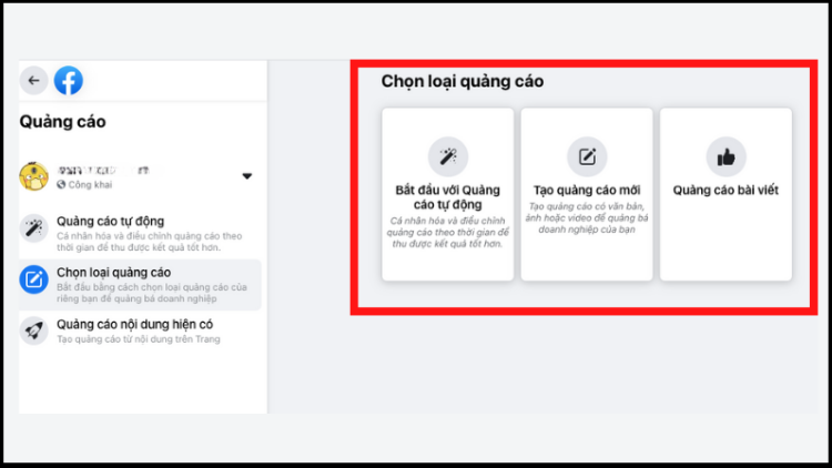 Cách tạo tài khoản quảng cáo trên facebook nhanh nhất chọn loại quảng cáo bạn muốn