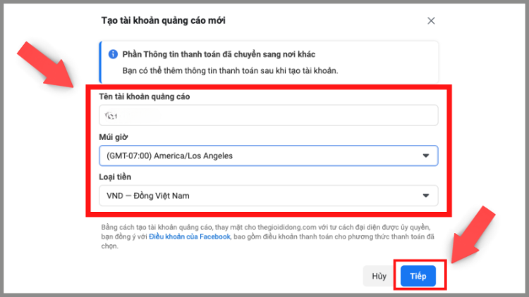 Cách tạo tài khoản quảng cáo trên facebook nhanh nhất điền thông tin tạo tài khoản quảng cáo mới