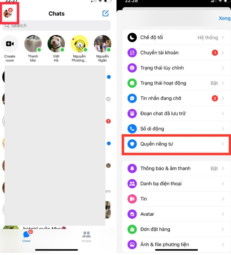 Cách chặn tin nhắn từ người lạ trên Facebook để không bị spam vao quyen rieng tu messenger