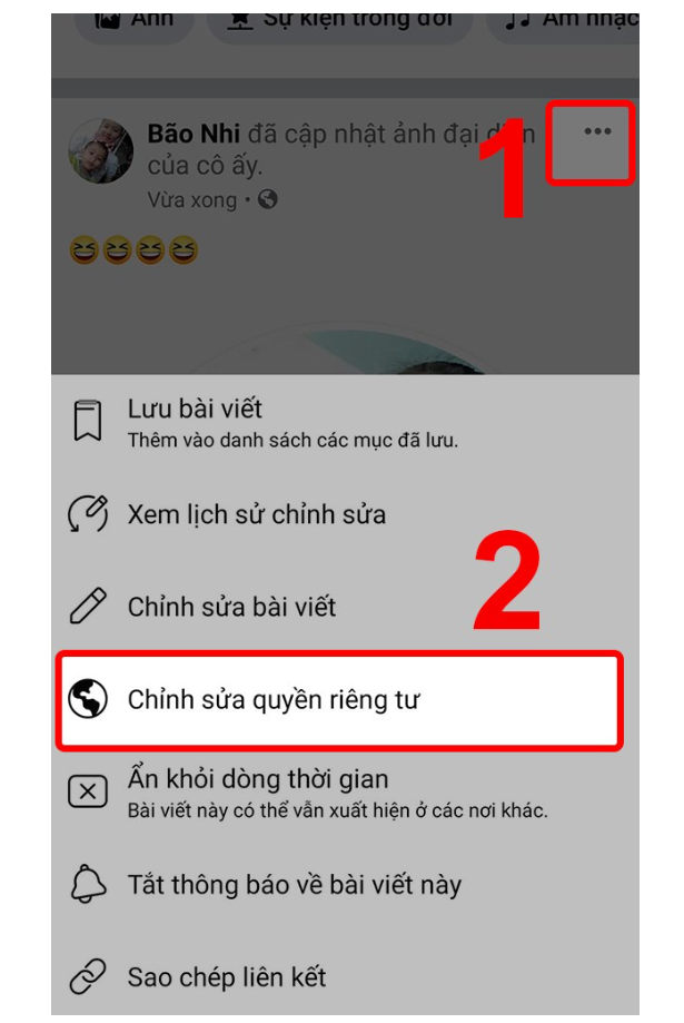 Chinh sua quyen rieng tu anh dai dien facebook