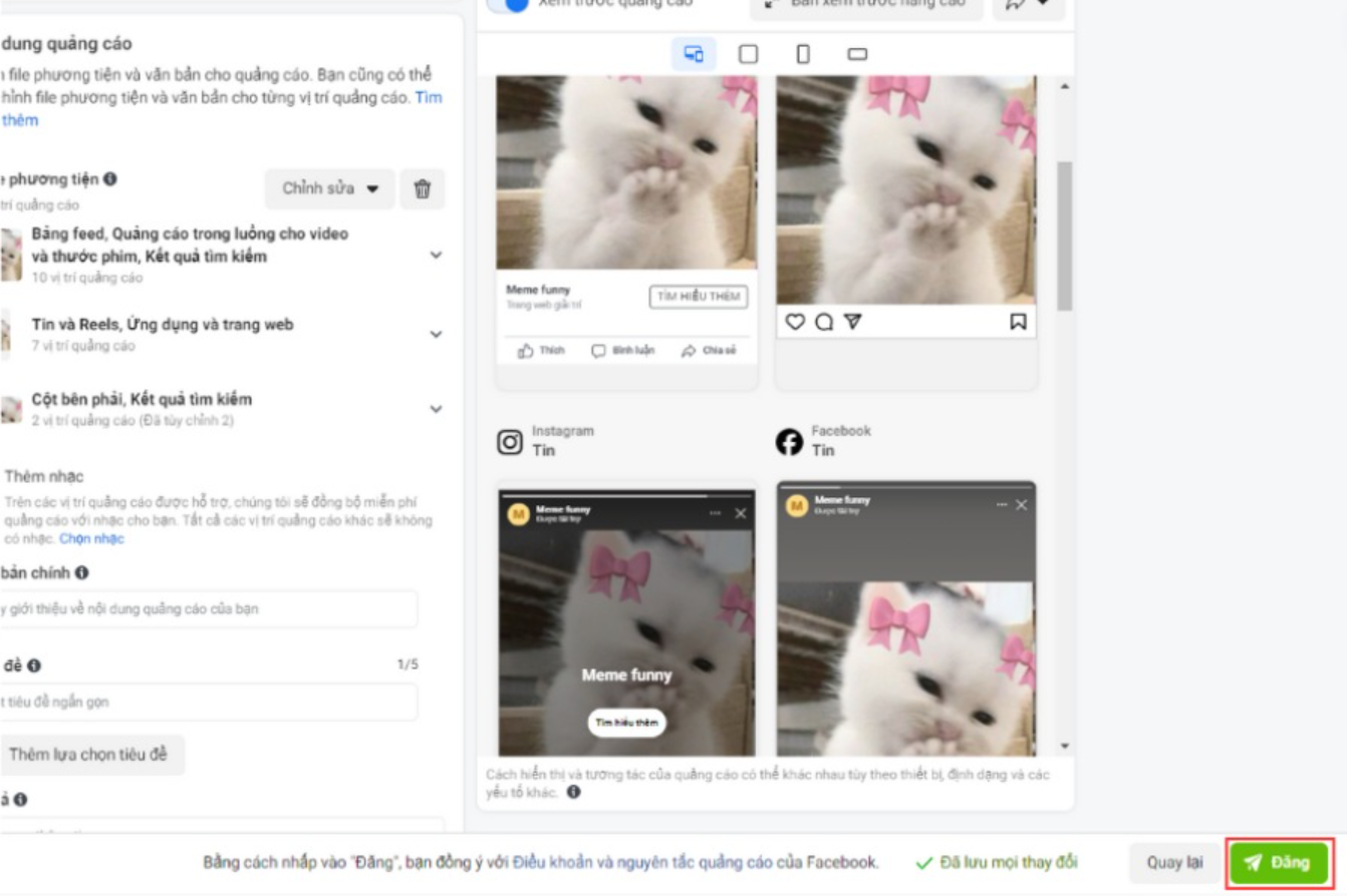 Hướng dẫn chạy quảng cáo Carousel trên Facebook cho những ai chưa biết Hay kiem tra lai cac thon g tin co chinh xac chua sau do nhan Dang