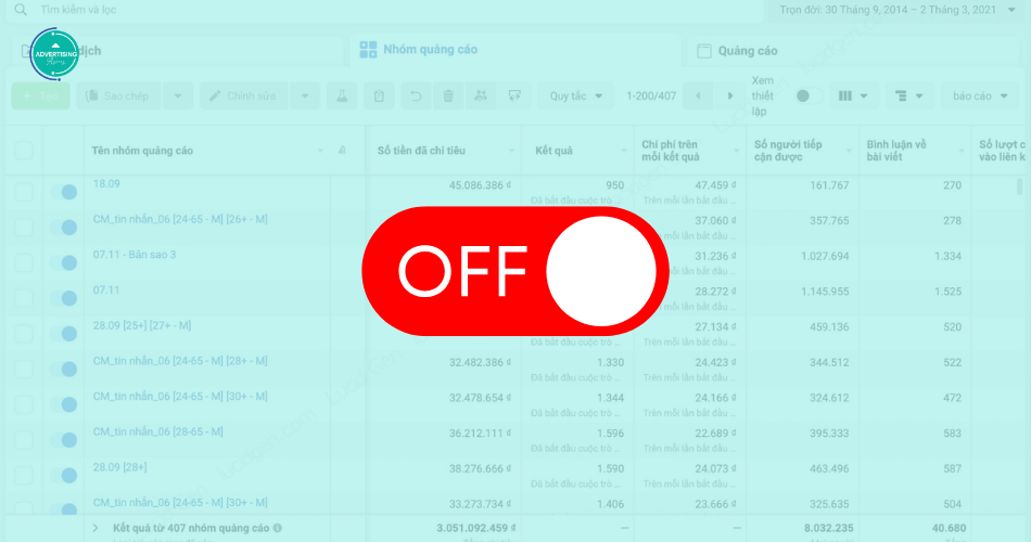 cach bat tat quang cao facebook