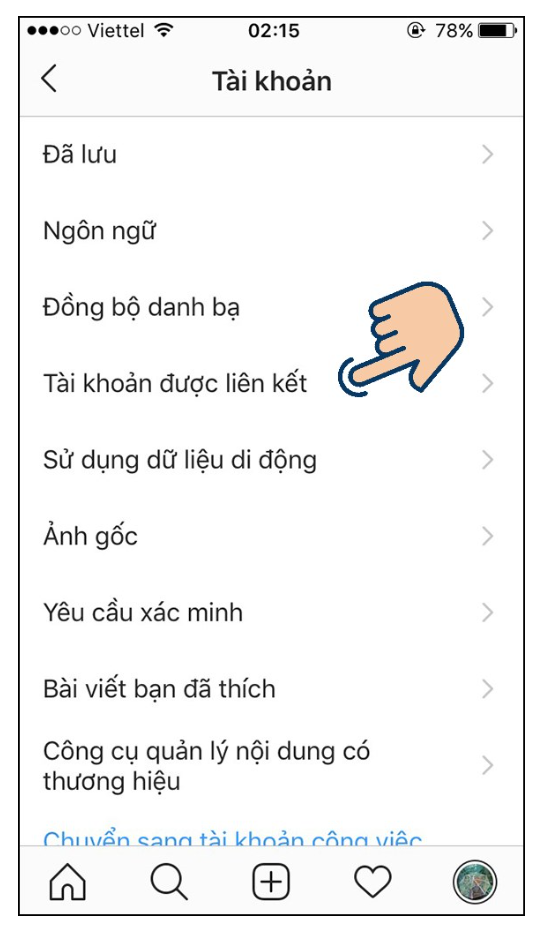 cach dang nhap instagram bang facebook tren di dong 3