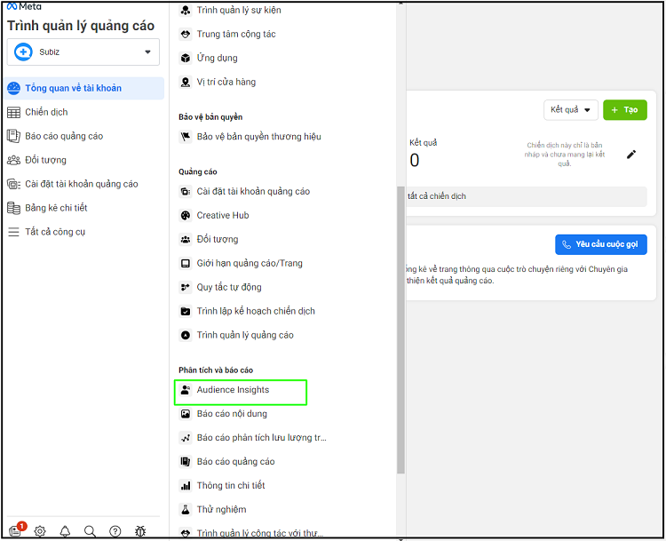 cách truy cập audience insights