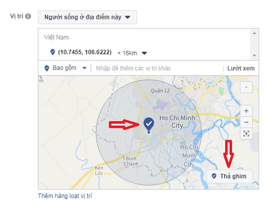 cách target vị trí bằng thả ghim