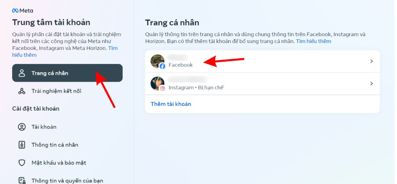 chon trang ca nhan can doi url username