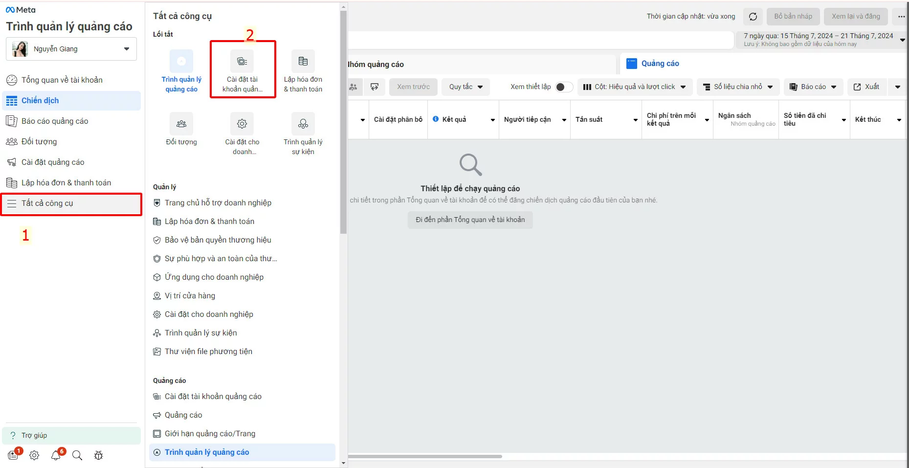 Cách đổi tên tài khoản quảng cáo cực đơn giản & nhanh chóng đổi tên tài khoản quảng cáo bước 3