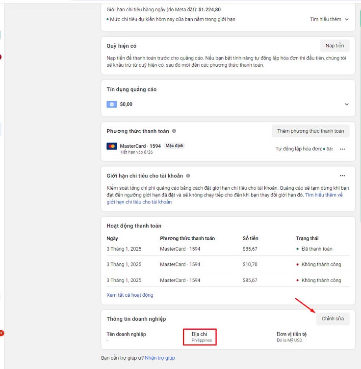 Tuyệt chiêu lách thuế Facebook Ads cho dân chạy quảng cáo thay đổi địa chỉ quốc gia để lách thuế facebook ads