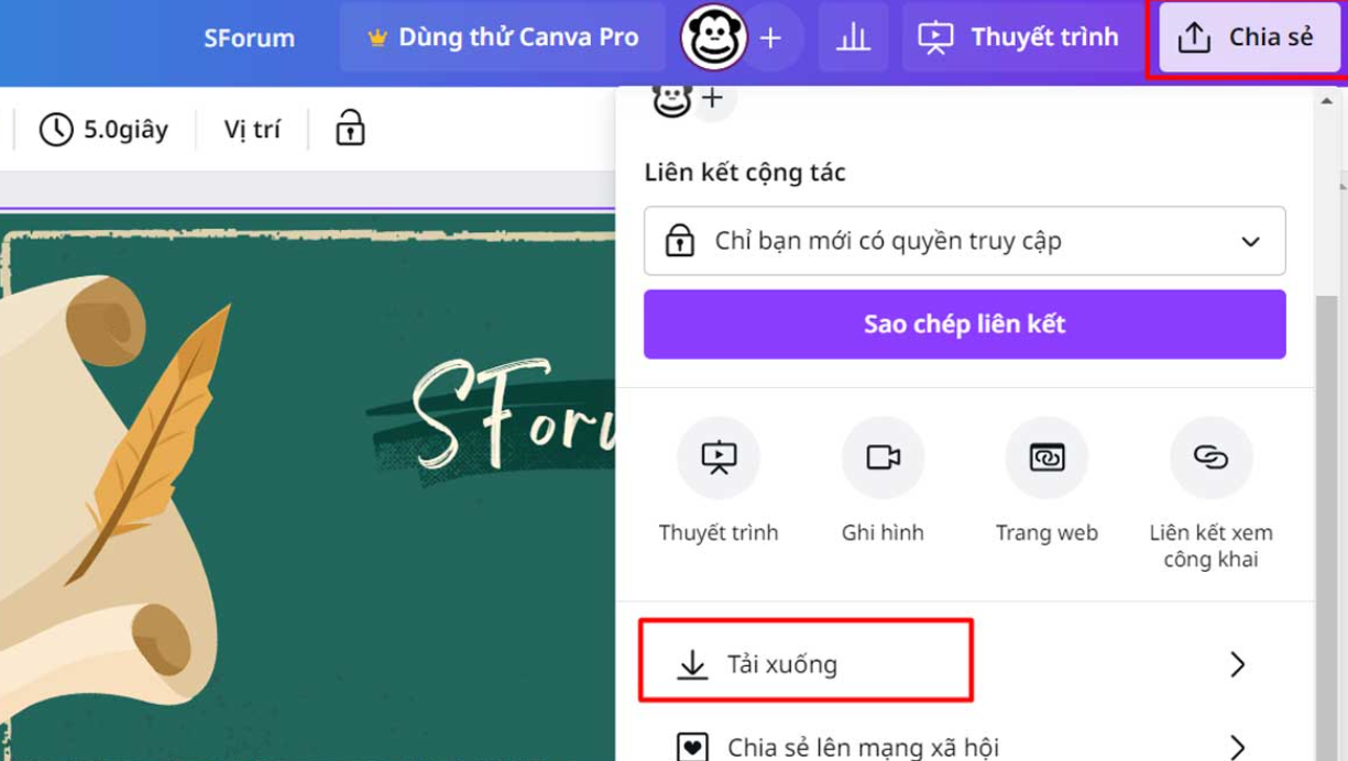 luu bai thuyet trinh canva