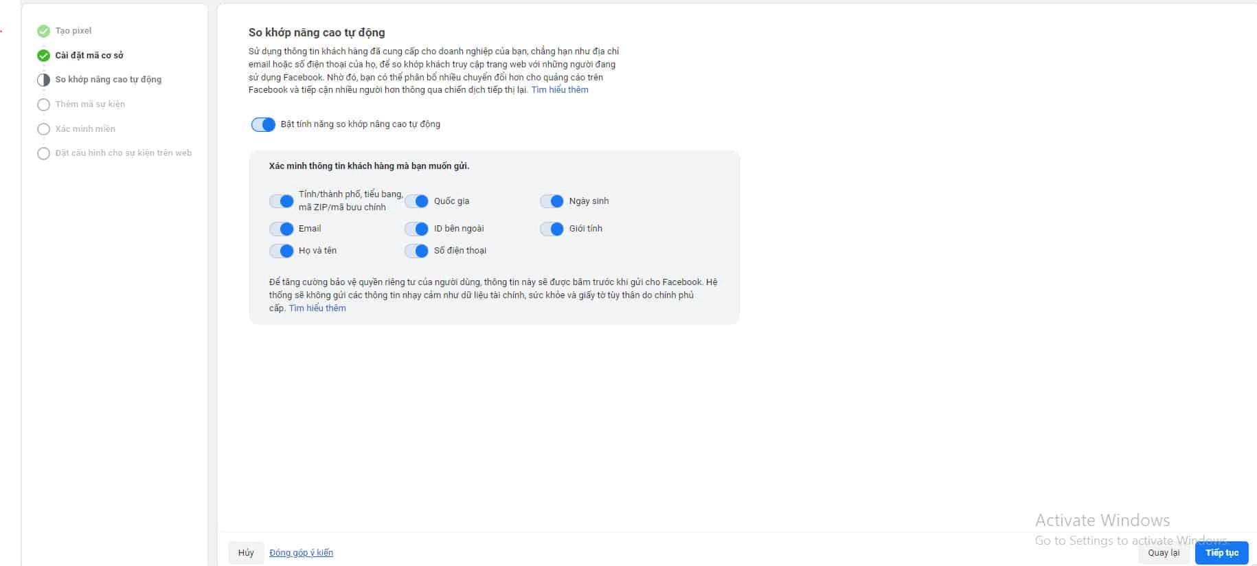 cài pixel facebook cho webiste