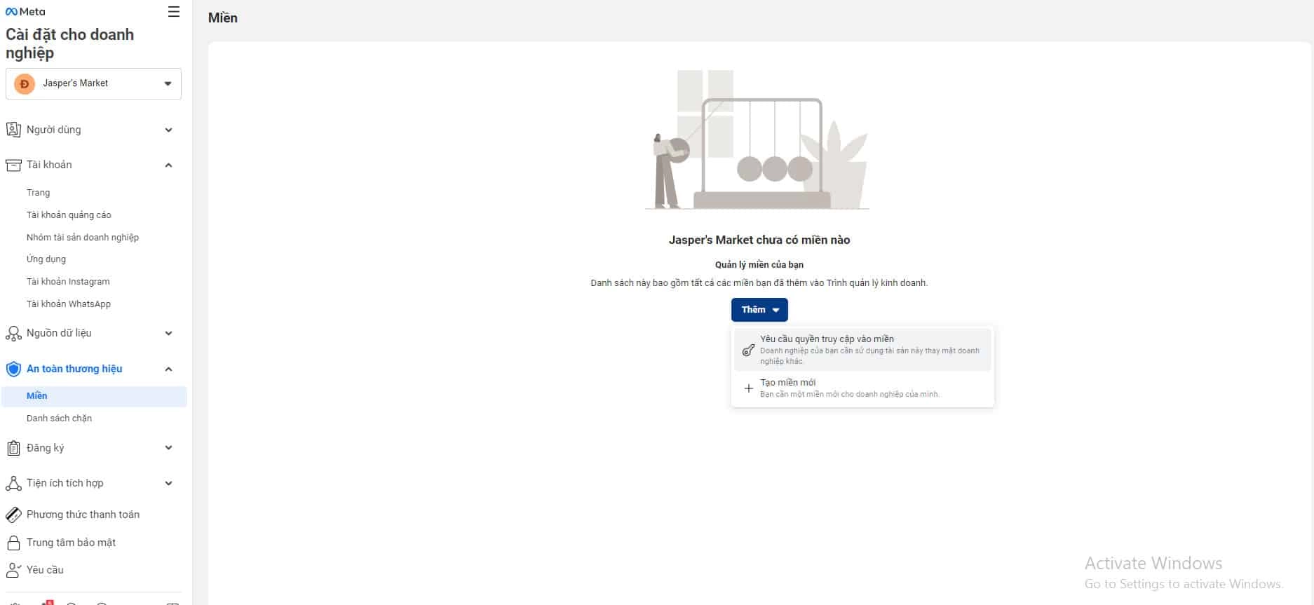 yêu cầu truy cập vào miền 