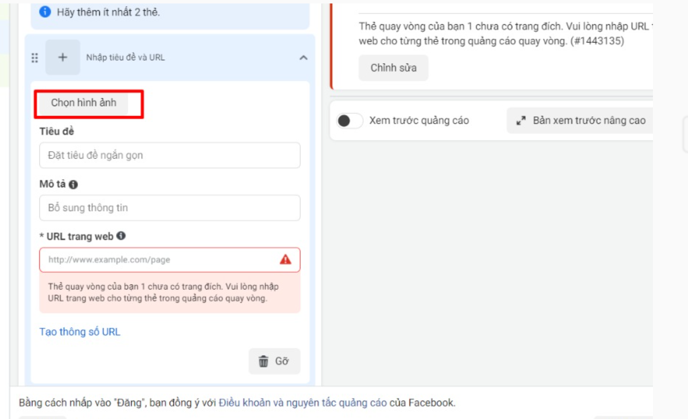Hướng dẫn chạy quảng cáo Carousel trên Facebook cho những ai chưa biết them cac hinh anh video toi da 10 the
