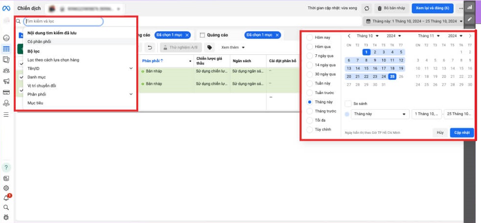 Hướng dẫn sử dụng Trình quản lý quảng cáo trên Facebook bộ lọc quảng cáo của trình quản lý quảng cáo trên facebook