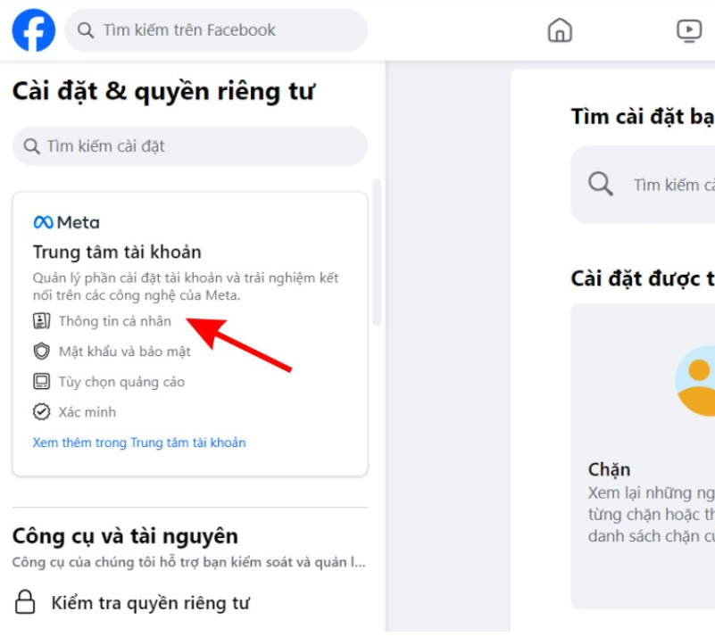 truy cap thong tin ca nhan facebook