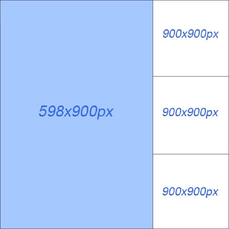 Kích thước hình quảng cáo theo bố cục 1 hình đứng & 2 hình nhỏ bên cạnh