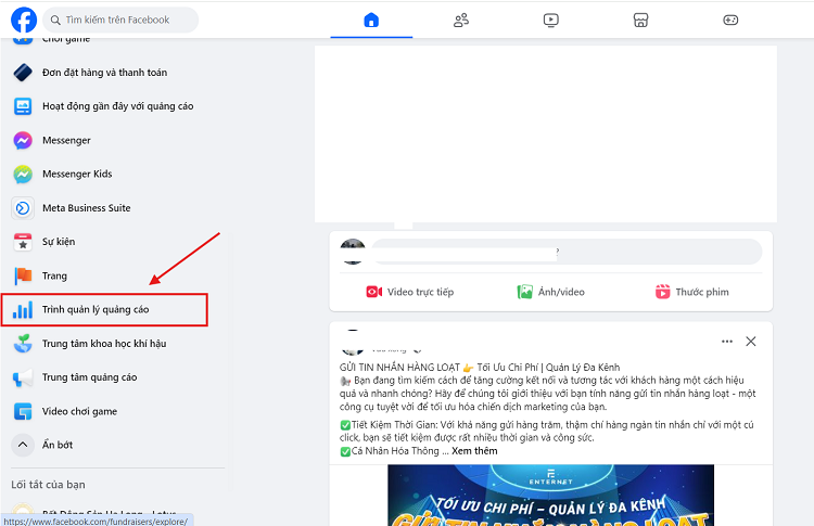 cách hóa đơn quảng cáo Facebook bước 2