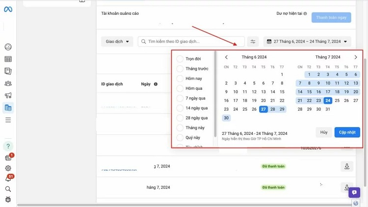 cách hóa đơn quảng cáo Facebook bước 4