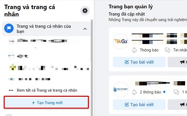 tạo Page Pro5 chạy quảng cáo b2