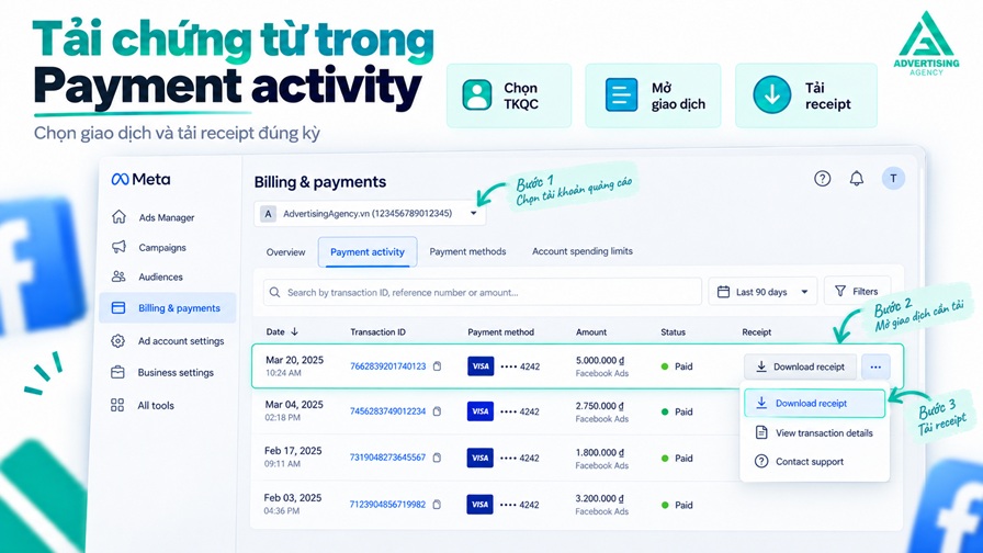 tải chứng từ quảng cáo facebook