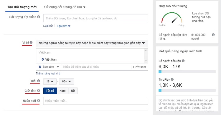tạo video quảng cáo trên facebook bước 4