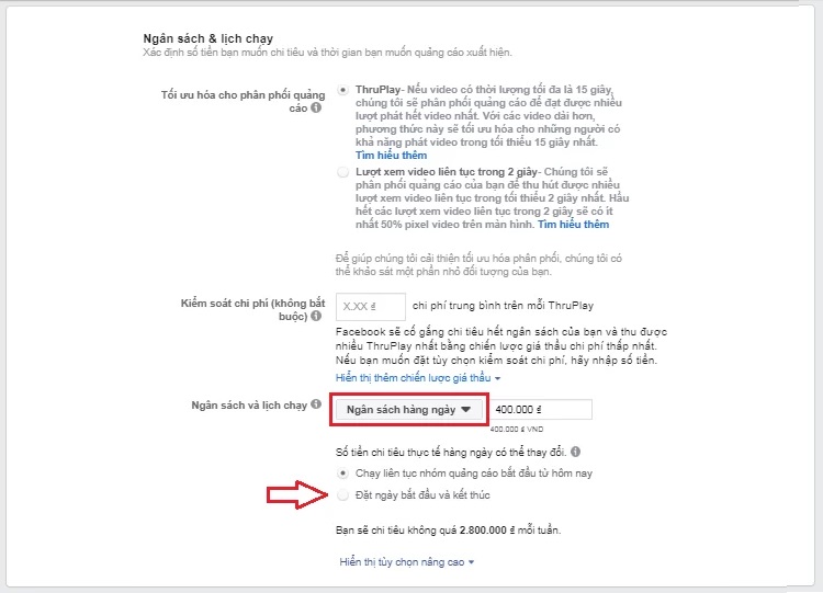 tạo video quảng cáo trên facebook bước b6