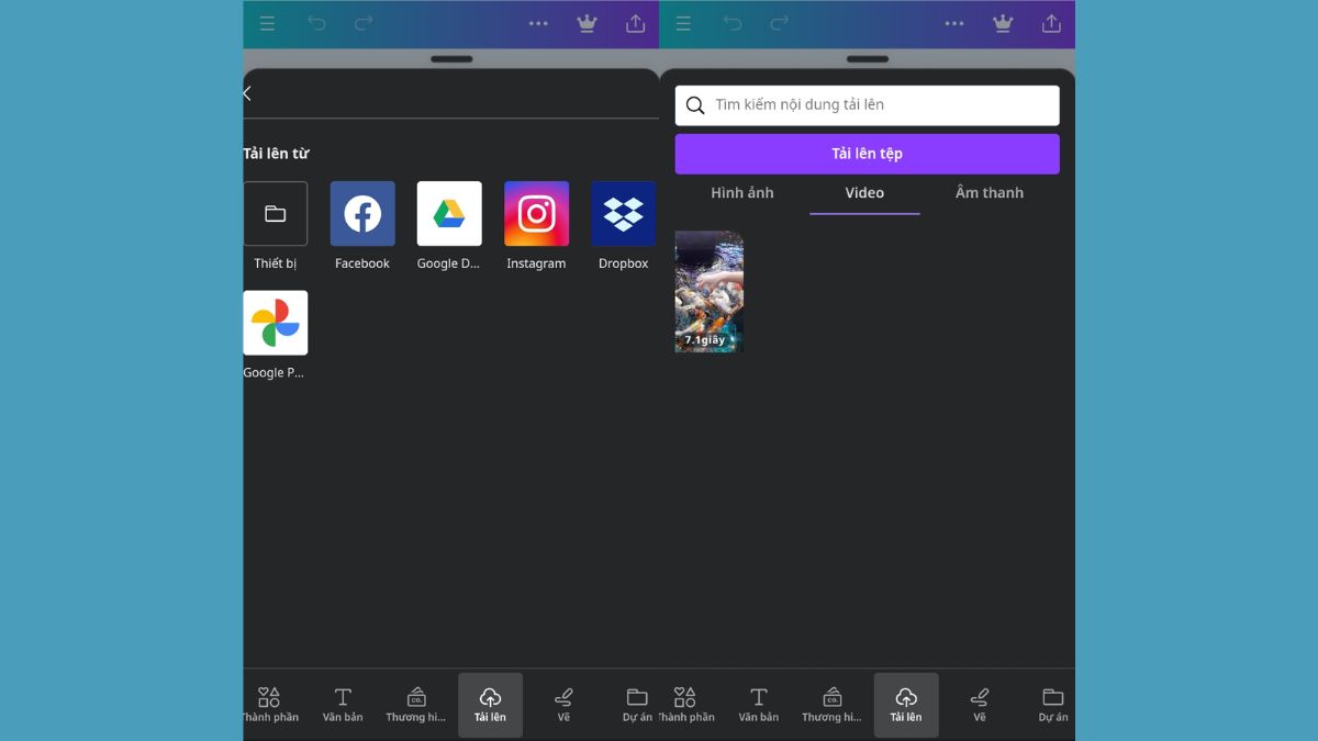 Cach chen video vao Canva diien thoai 2