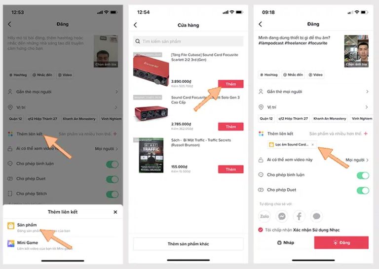 Gan gio hang affiliate tren video tiktok