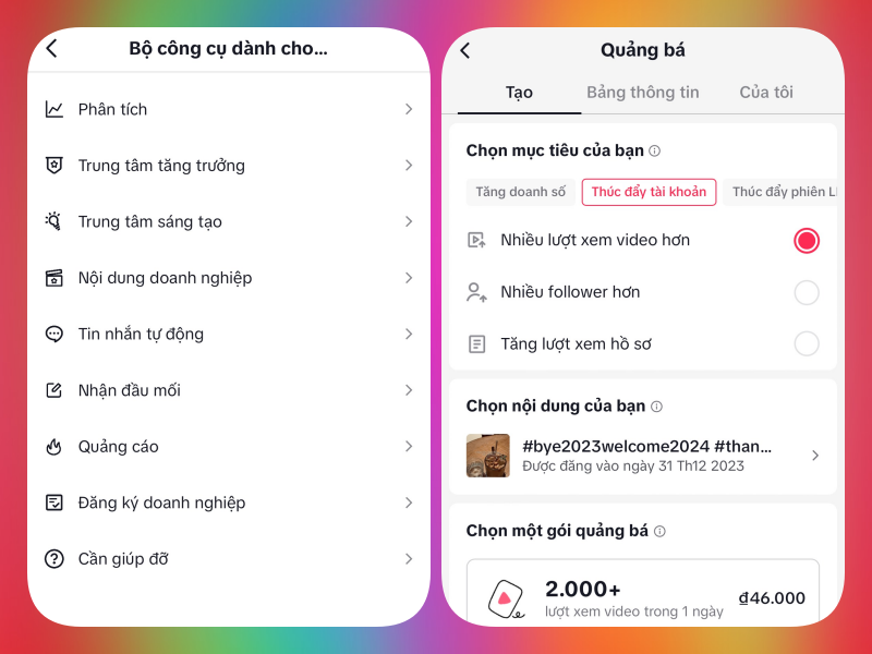 Tao chien dich quang cao TikTok