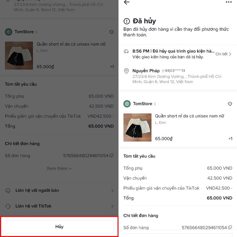 Cach huy don hang tren TikTok Shop nhanh chong