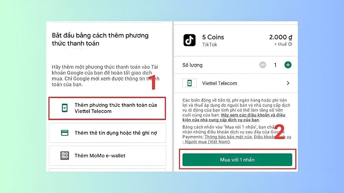 Them phuong thuc thanh toan va bam mua
