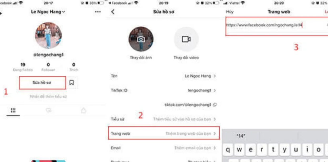 them trang web tren tiktok va dan link bio vao do